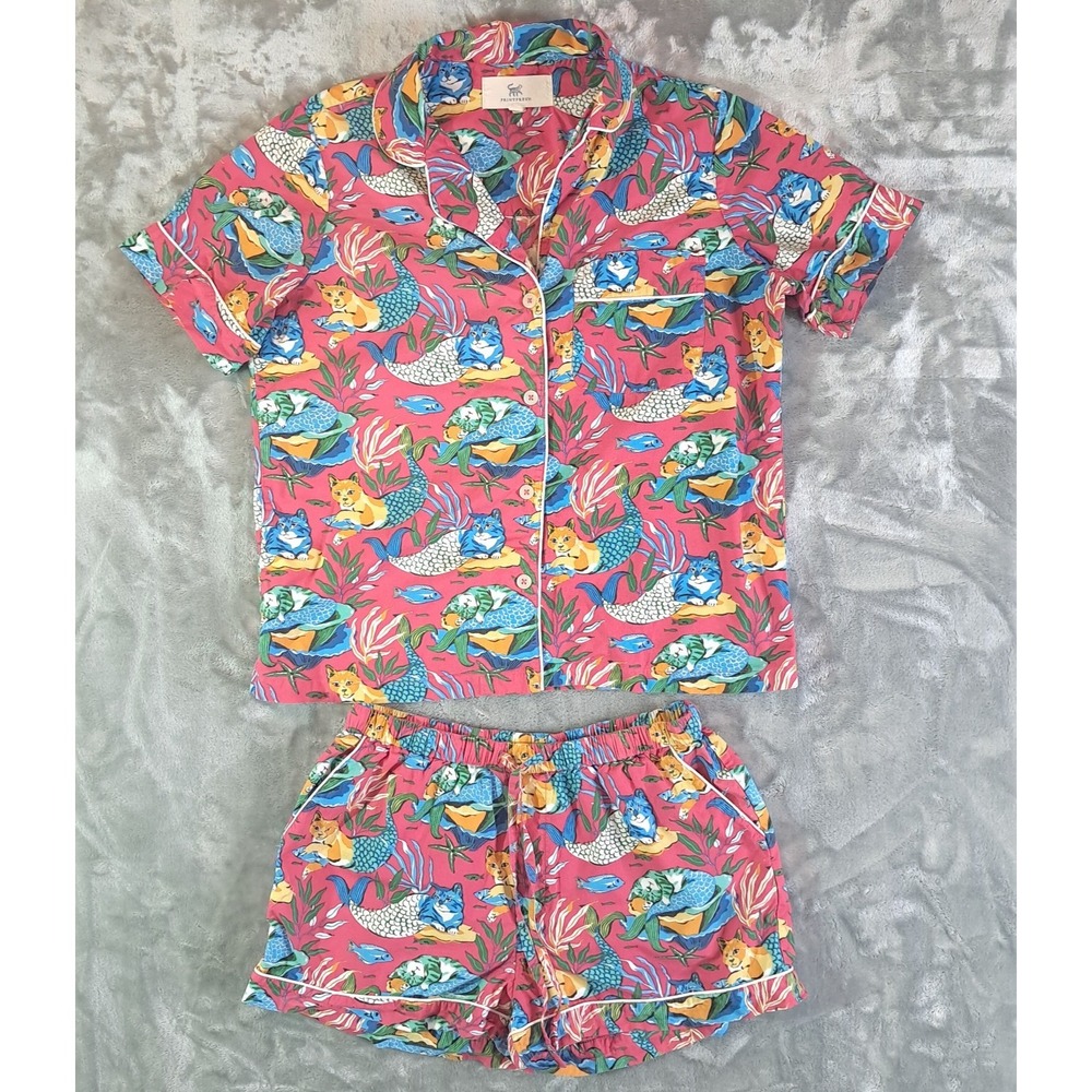 Printfresh Meowing Mermaids Pajama Set Size XS 100% Organic Cotton Cats